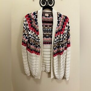 Flying Tomato Red and Cream Patterned Cardigan